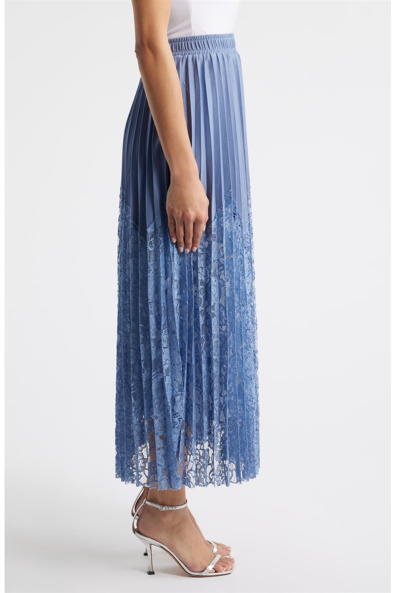 Sigrid Mixed Media Pleated Skirt, Alternate, color, BLUE