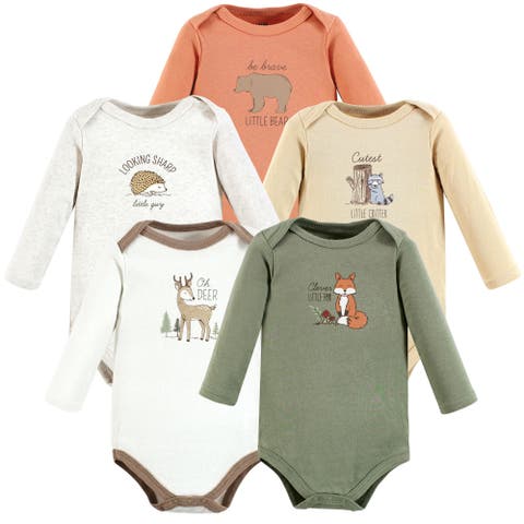 Five-Piece Collection of Long-Sleeve Cotton Bodysuits