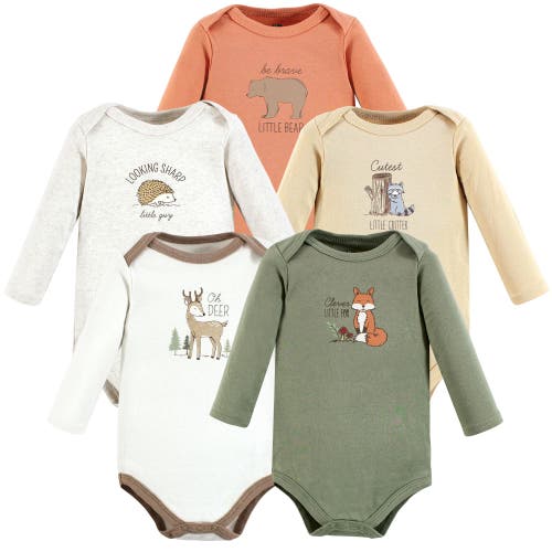 Hudson Baby Five-piece Collection Of Long-sleeve Cotton Bodysuits In Multi