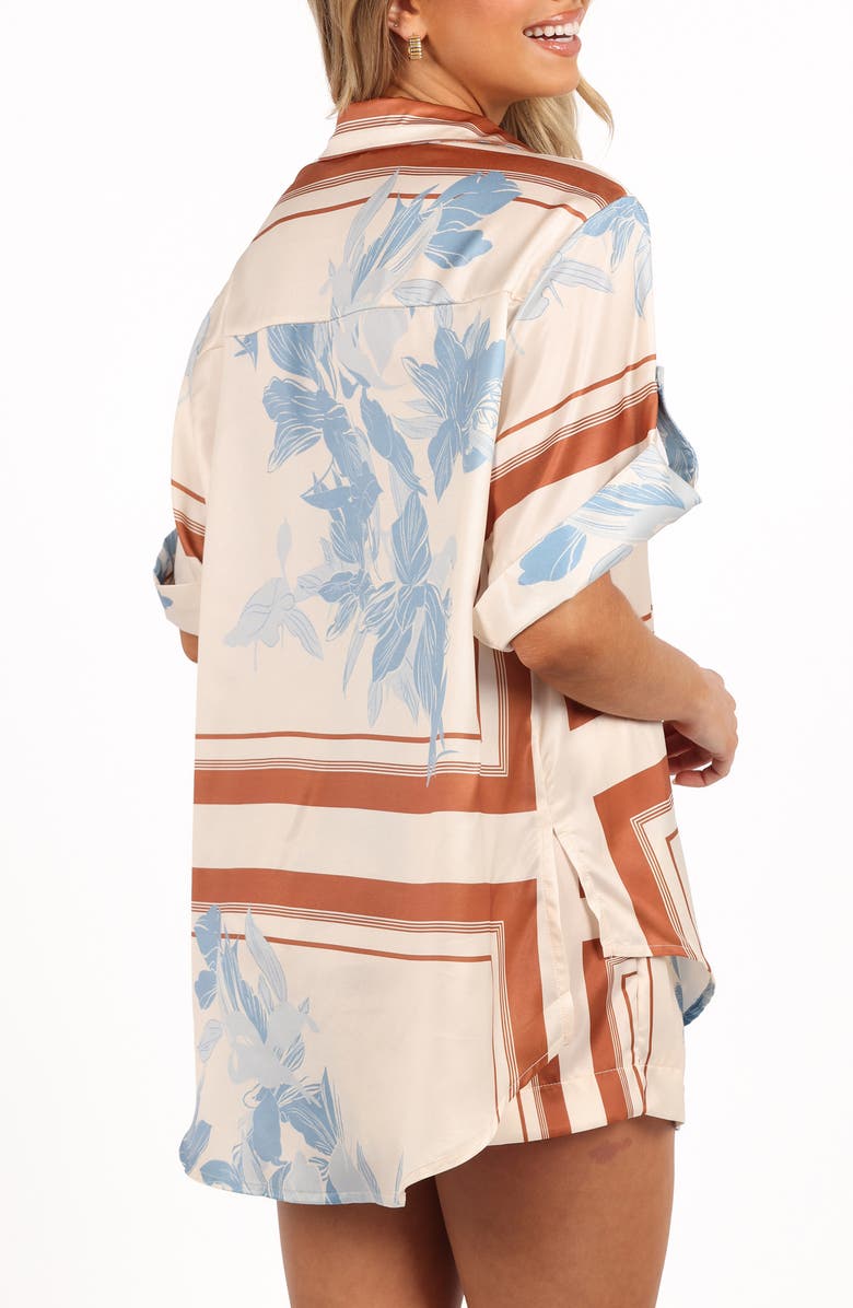 Petal & Pup Lara Scarf Print Drawstring Shorts, Alternate, color, Pale Blue Print