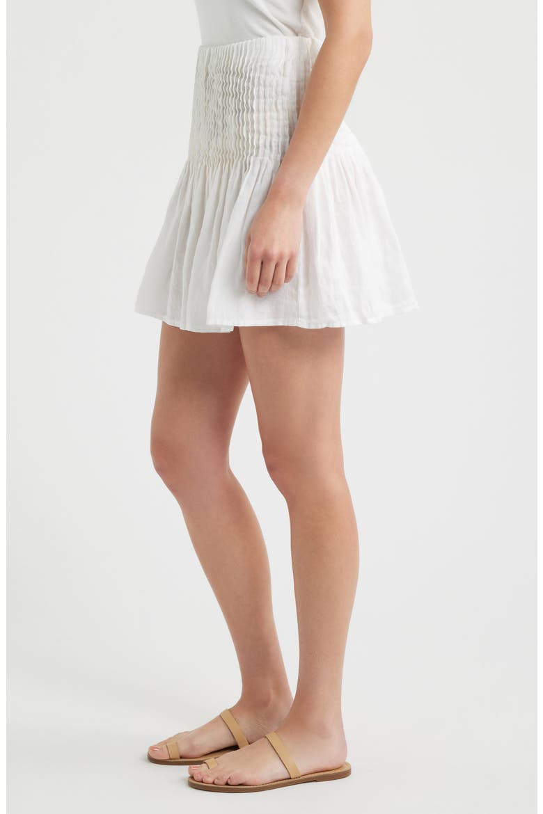 Pintuck Linen Miniskirt, Alternate, color, WHITE