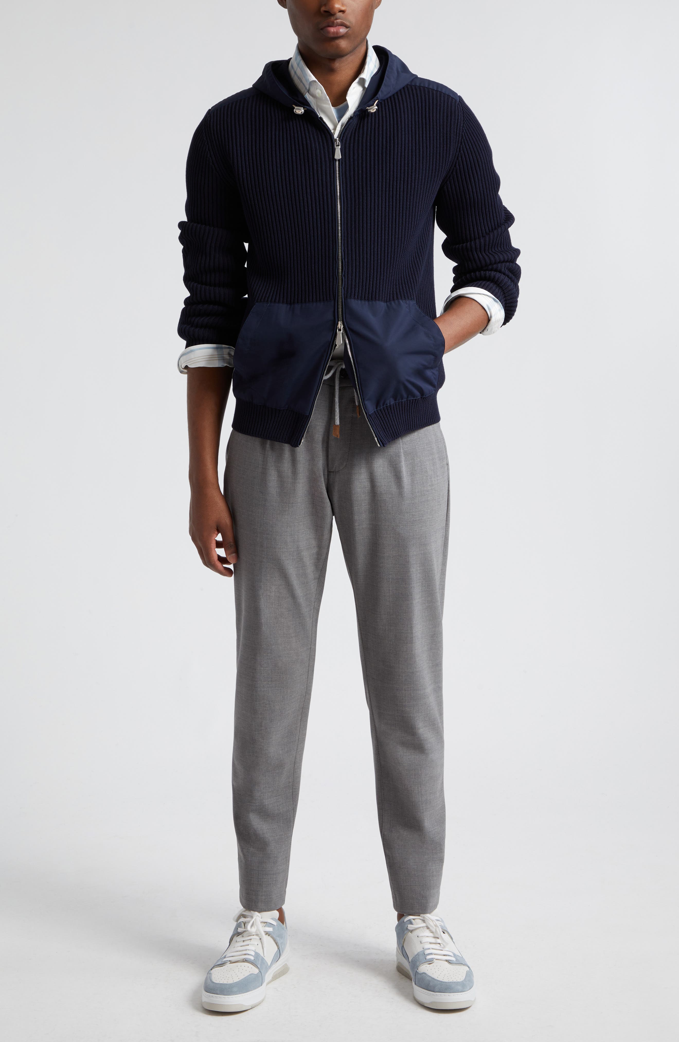 Drawstring Waist Stretch Virgin Wool Pants - image 4