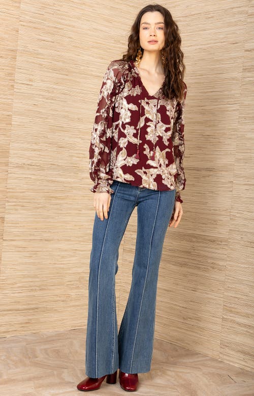 Hale Bob Robin Lurex Chiffon Top In Red