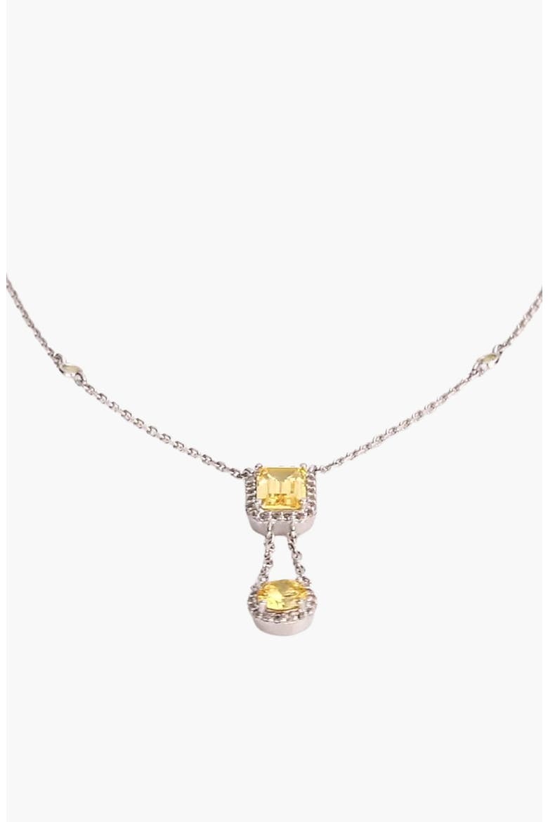 Lab Grown Canary Edwardian Lariat Necklace, Alternate, color, White Gold Vermeil