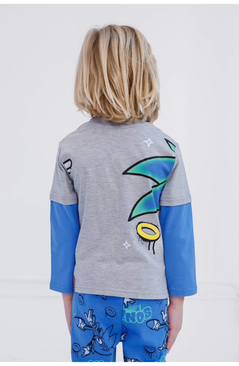 SEGA Sonic the Hedgehog Hang Down T-Shirt & Pants Set, Alternate, color, Gray / Blue