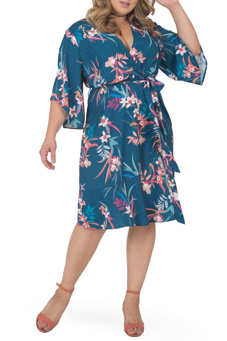 Wrap Dress, Main, color, TROPICAL MIST
