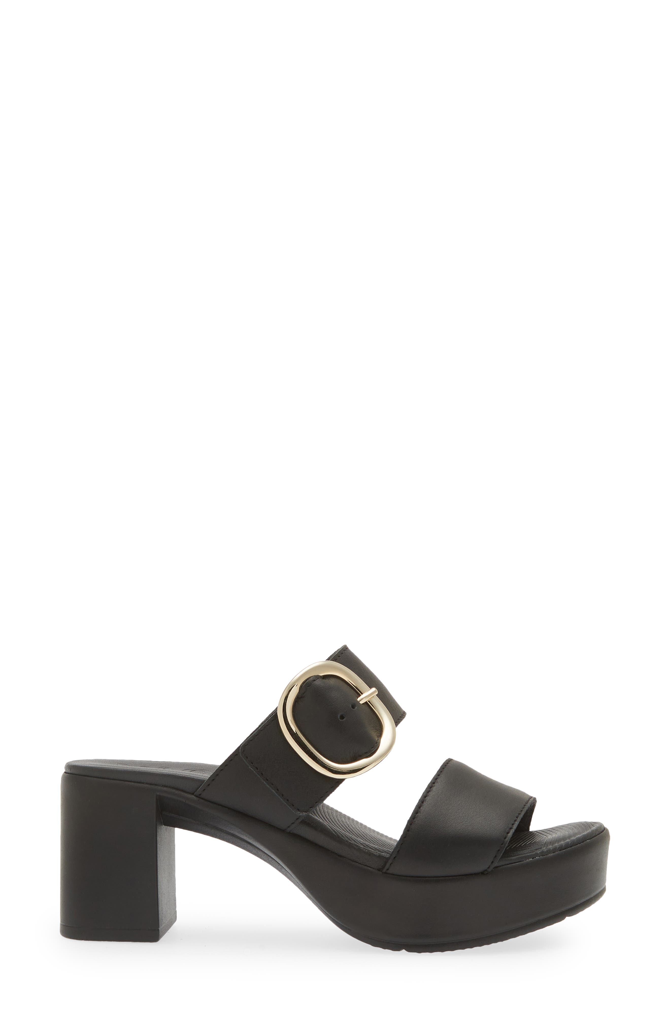 Naot Celeb Platform Slide Sandal, Alternate, color, Jet Black Leather