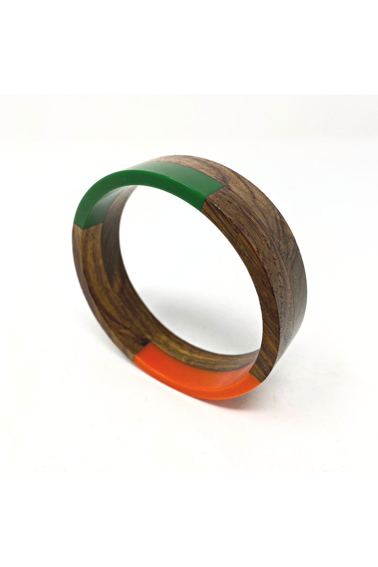 Tri-Tone Stackable Wood Bangle, Main, color, Multi-color