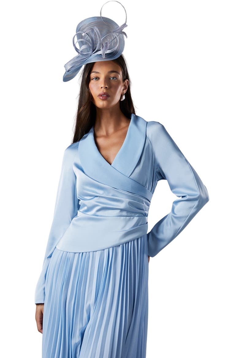 Tailored Pleat Skirt Midi Dress, Alternate, color, Blue