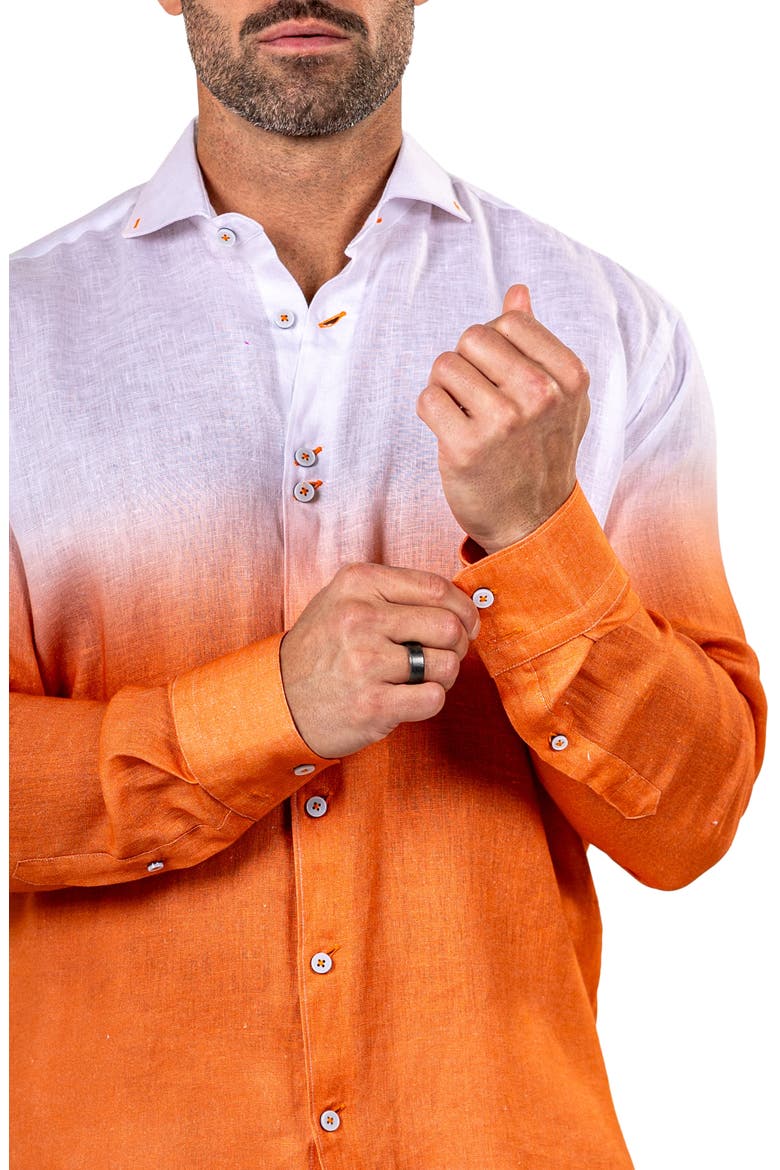 Eins Marthy Contemporary Fit Linen Button-Up Shirt, Alternate, color, ORANGE