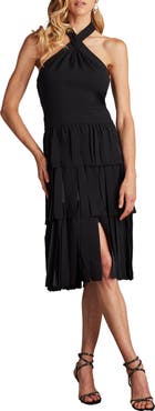 Tadashi Shoji Halter Tiered Cocktail Dress