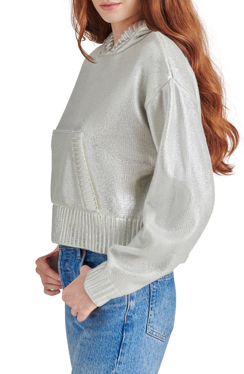 Steve Madden Cameran Metallic Sweater Hoodie, Alternate, color, 