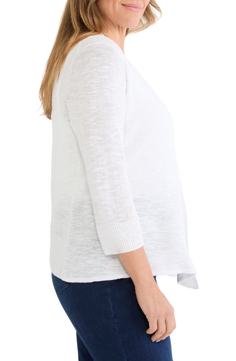 NIC+ZOE Slub Knit Linen Blend 4-Way Cardigan, Alternate, color, Paper White