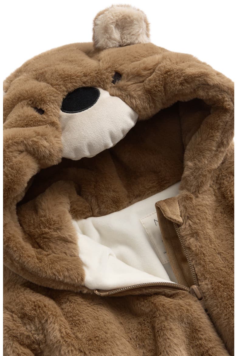 Faux Fur Character Hooded Jacket, Alternate, color, Brown Bear