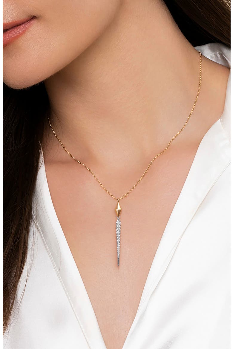 14k Gold Diamond Spike Pendant Necklace, Alternate, color, 14K YELLOW/ WHITE GOLD