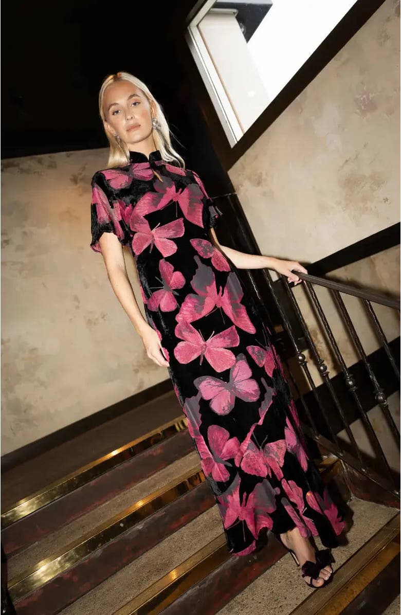 Rewritten Kyoto Butterfly Print Dress, Alternate, color, Butterfly Print