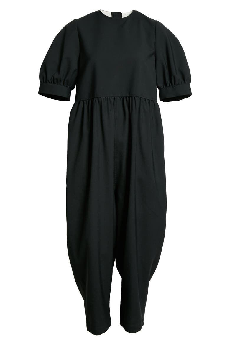Yarn Dyed Short Sleeve Jumpsuit, Alternate, color, BLACK