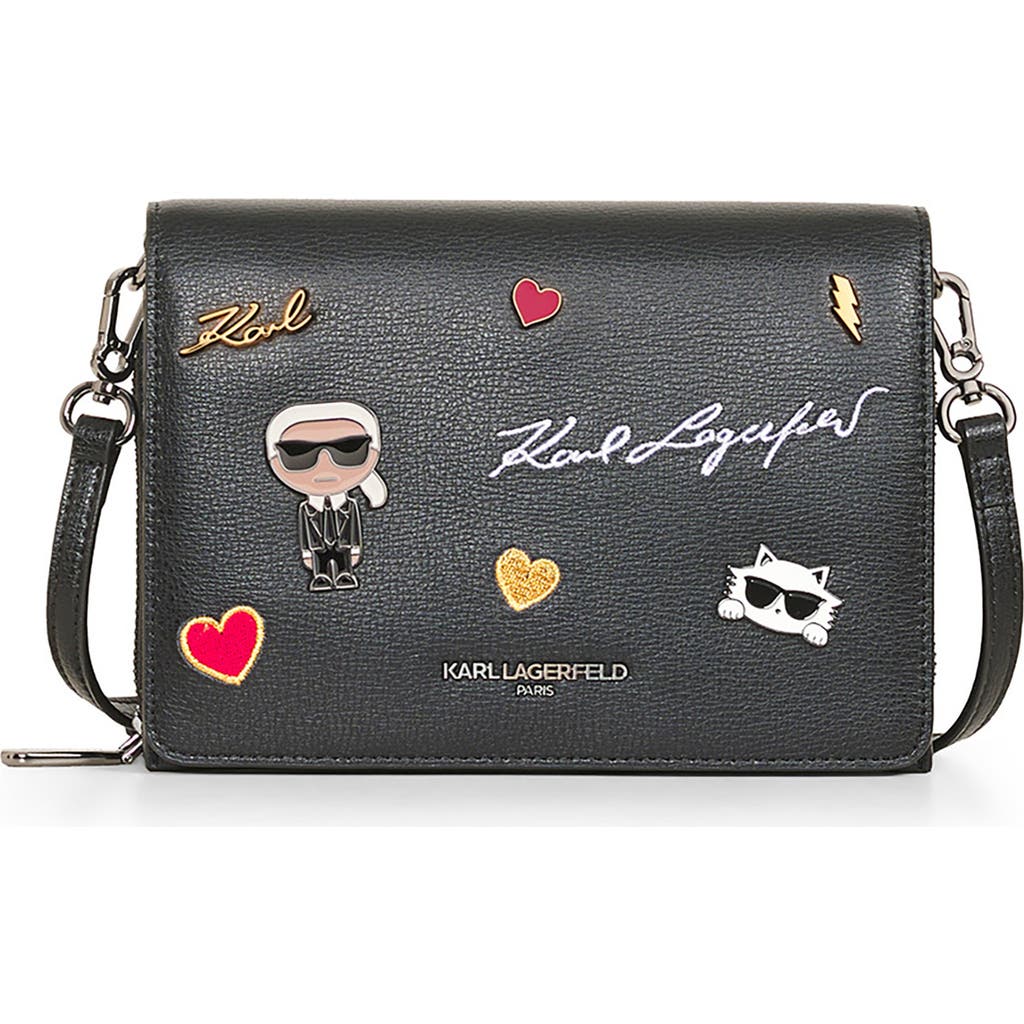 Karl Lagerfeld Lourdes Crossbody With Cate Pins In Multi/black