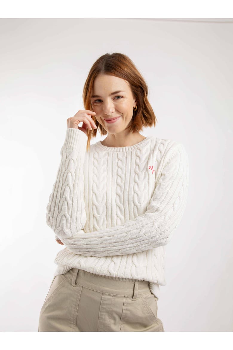 Amberise Crew Neck Cable Knit Jumper, Main, color, Light Cream