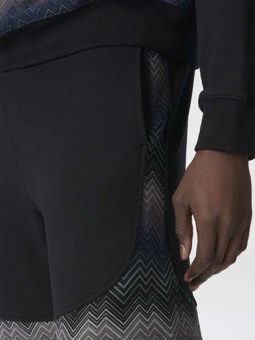 Missoni Fleece Shorts With Zigzag Insert In Black