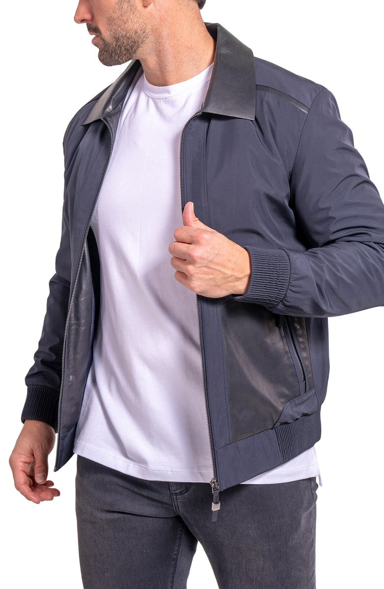 Maceoo Ascension0016 Leather Trim Jacket, Alternate, color, Blue