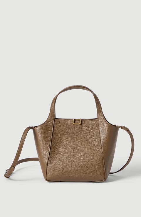 Sartorial small bucket bag in soft grained leather