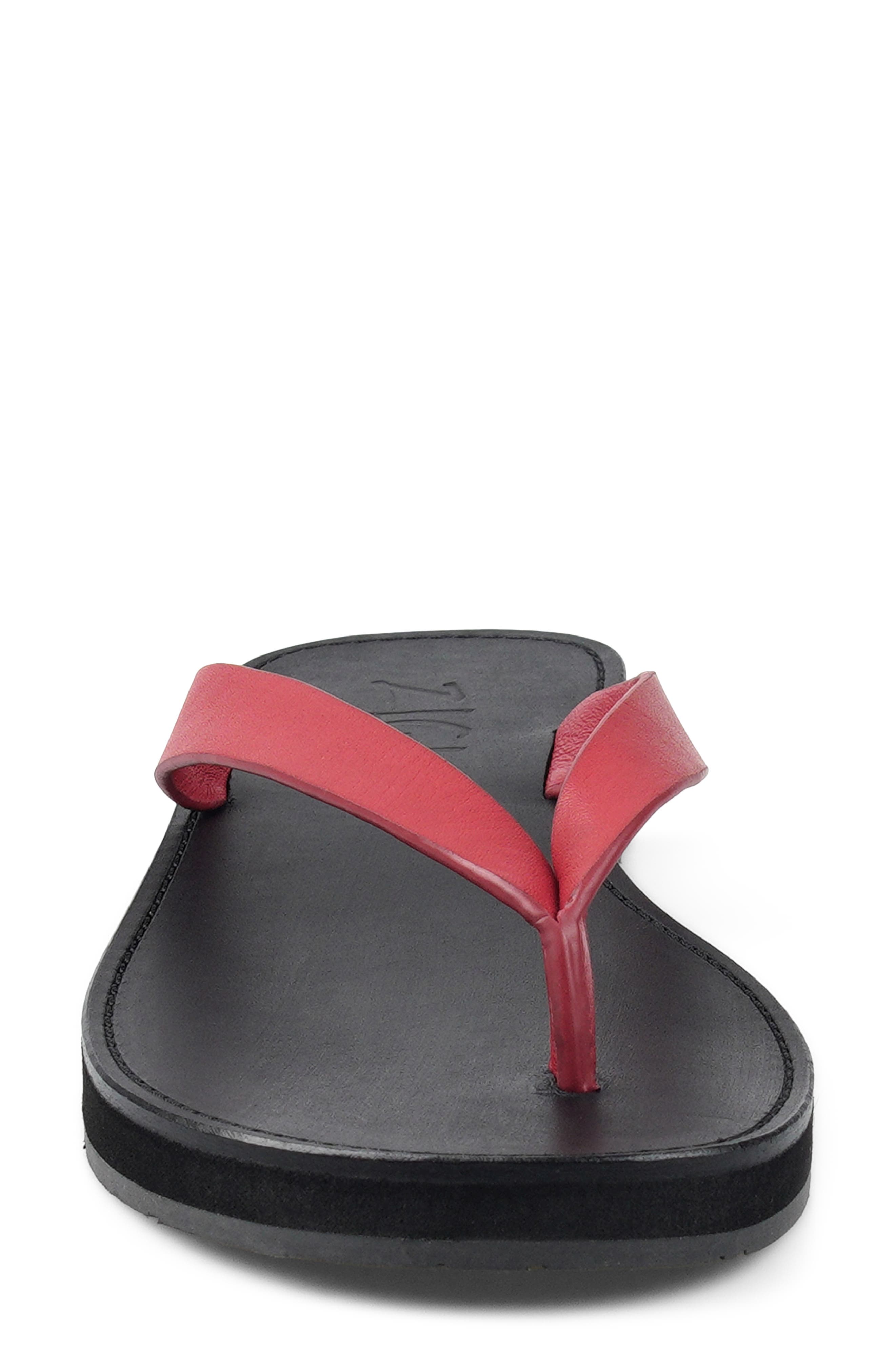 Beachtime Leather Flip Flop, Alternate, color, REDLT