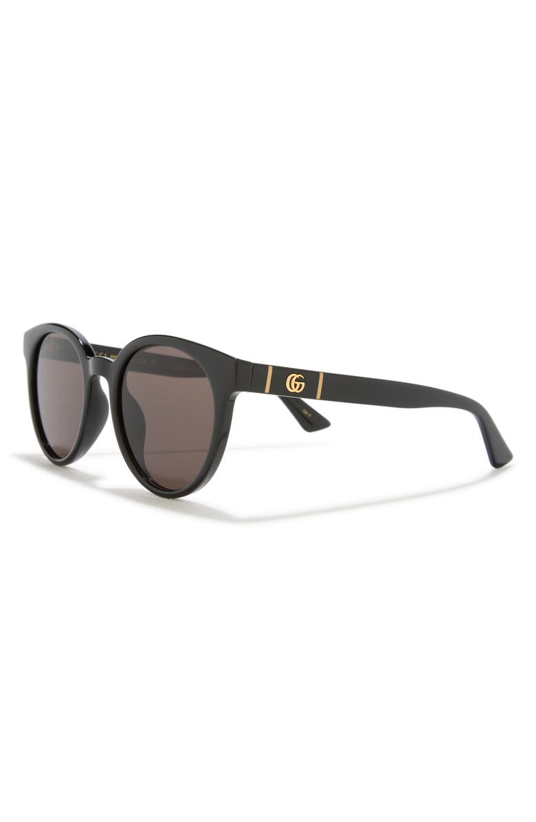 Gucci 53mm Round Sunglasses, Alternate, color, Black Black Grey