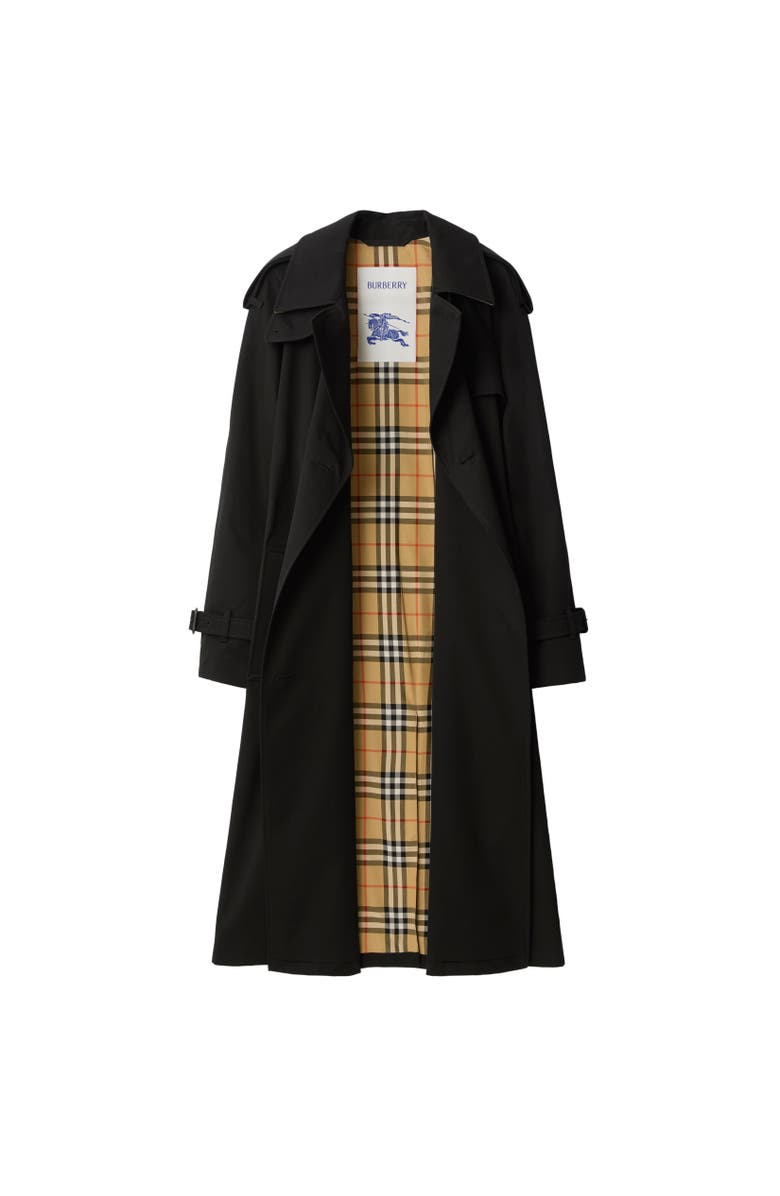 Burberry Long Castleford Trench Coat, Alternate, color, Black