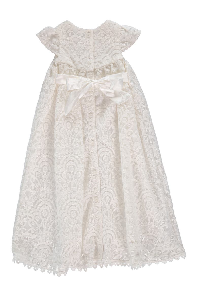 4-Piece All Lace Christening Set with Bonnet & Bib, Alternate, color, OFF WHITE