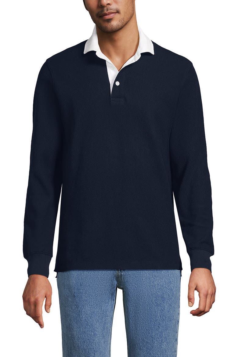 Long Sleeve Honeycomb Pique Rugby, Main, color, Radiant Navy
