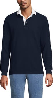 Lands' End Long Sleeve Honeycomb Pique Rugby