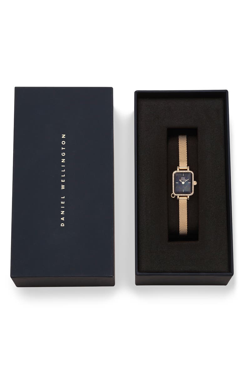 Daniel Wellington Quadro Mini Crystal Zodiac Bracelet Watch, 15mm, Alternate, color, Gold