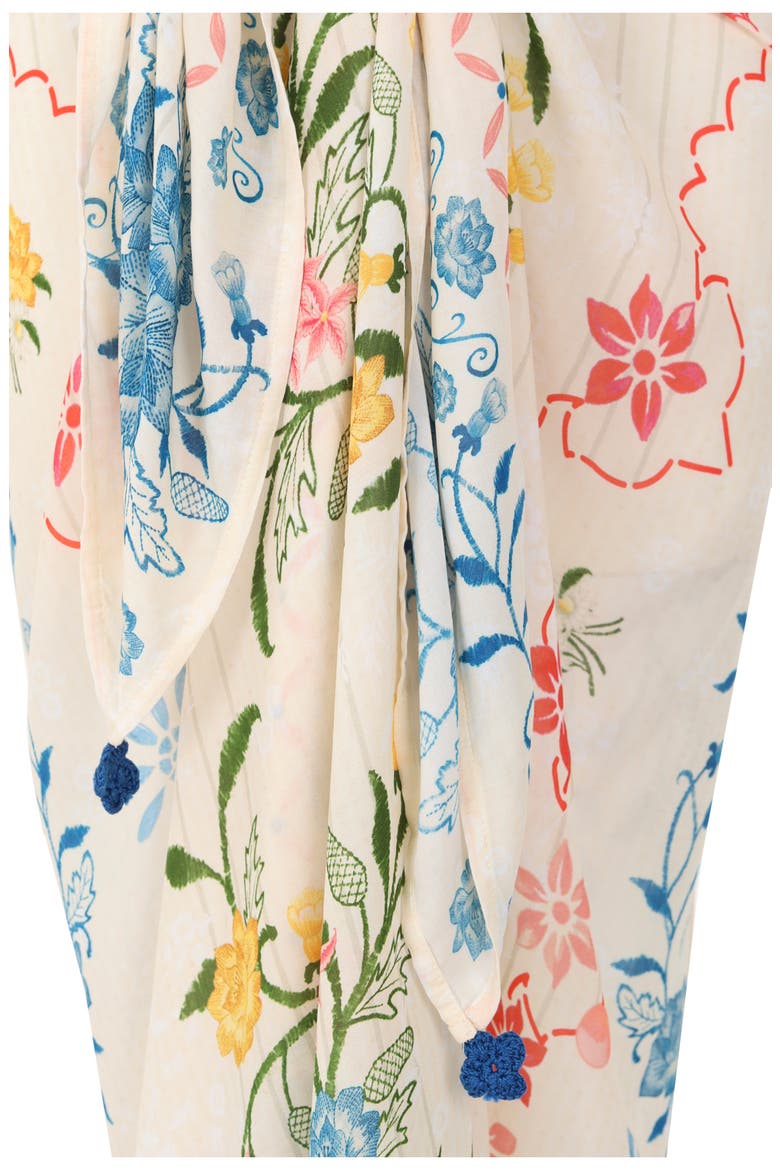 Marine Bleu Floral Pareo Cover-Up, Alternate, color, WHITE MULTI