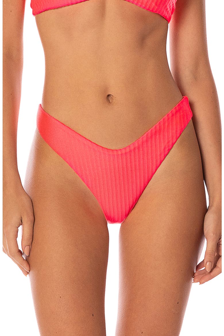 Flame Coral Splendor Reversible Bikini Bottoms, Main, color, BRIGHT RED