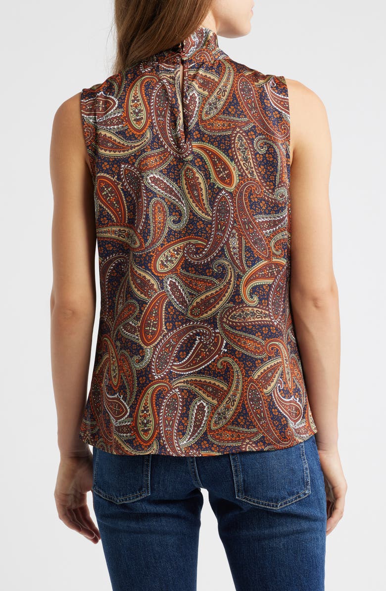 Tahari ASL Sailor Tie Neck Sleeveless Top, Alternate, color, Navy/ Orange Multi