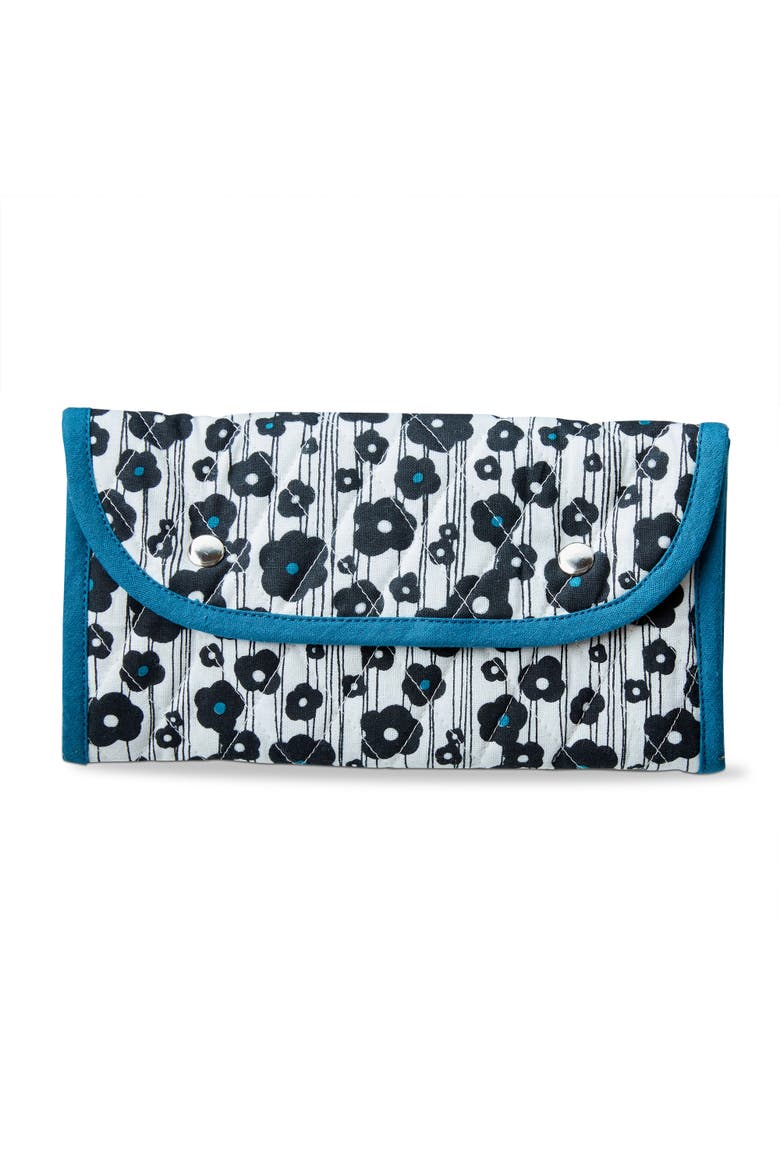 Oh So She Roll Up Make Up Pouch Teal Teal Cotton Everyday, Main, color, Blue