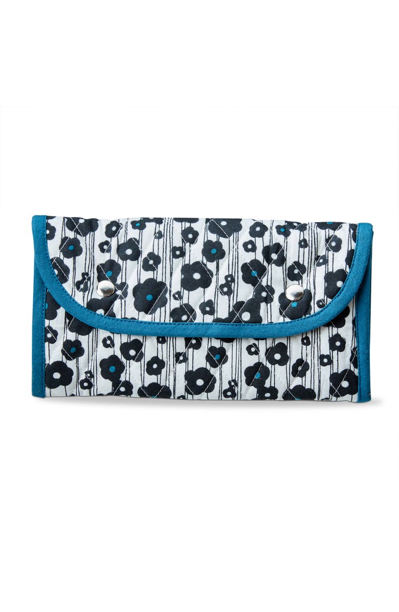tag Oh So She Roll Up Make Up Pouch Teal Teal Cotton Everyday, Main, color, Blue