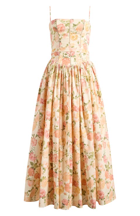 Ysabella Floral Stretch Cotton Maxi Sundress