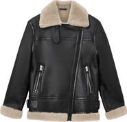 AllSaints Sola Oversize Genuine Shearling Biker Jacket