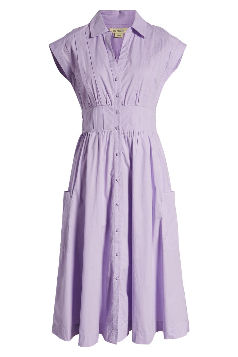 Short Sleeve Cotton Midi Shirtdress, Alternate, color, LILAC