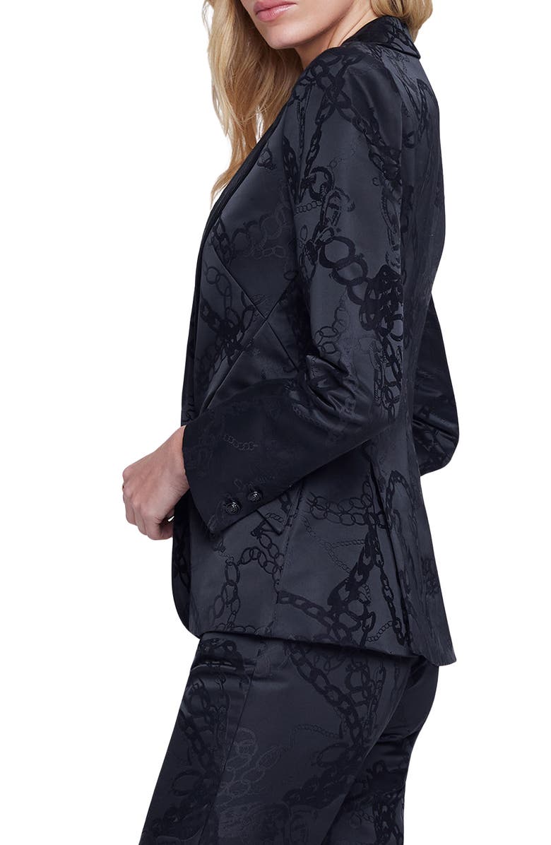 L'AGENCE Chamberlain Chain Print Silk Blazer, Alternate, color, 