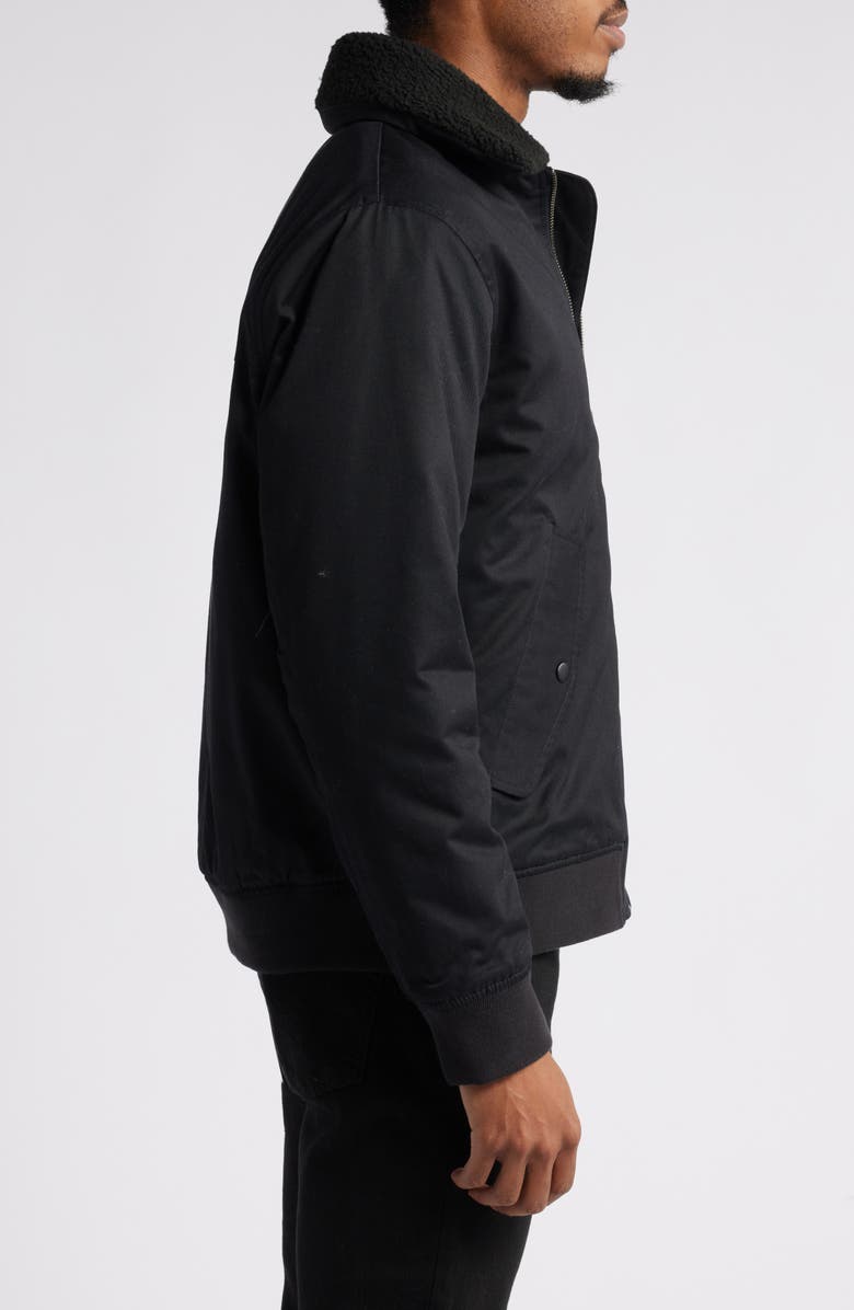 Original Penguin Logo Faux Shearling Collar Insulated Twill Bomber Jacket, Alternate, color, 