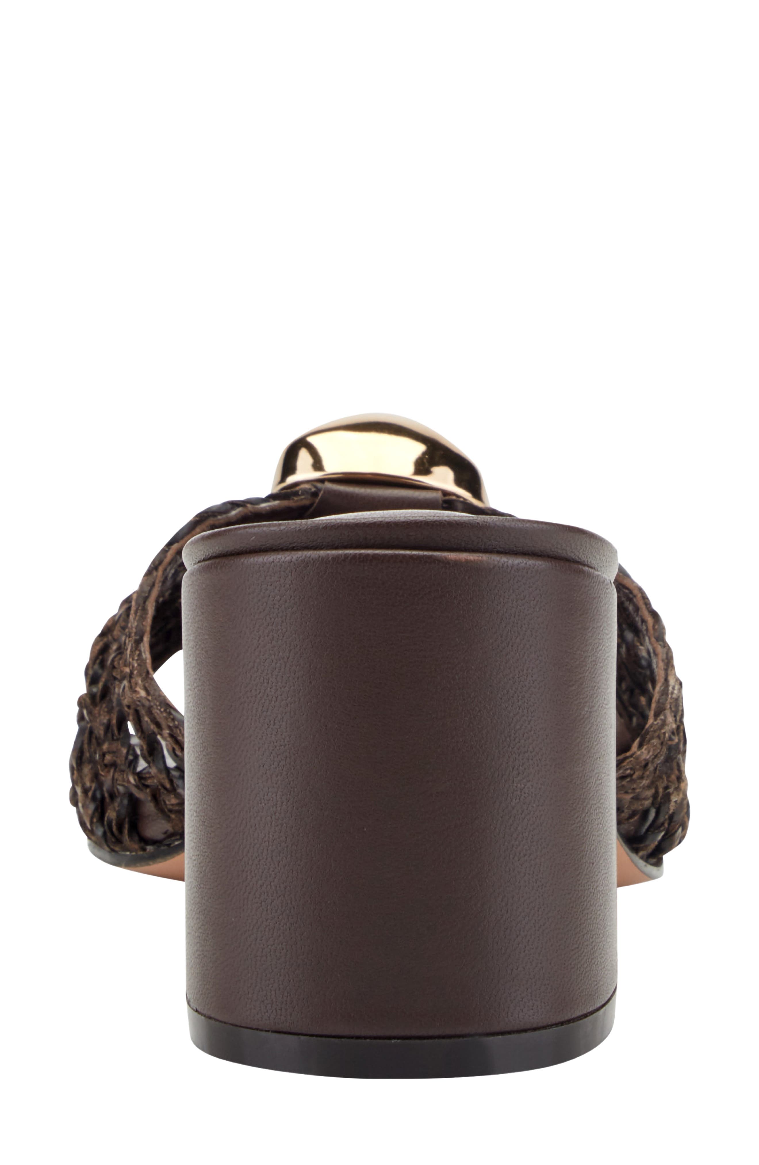 Marc Fisher LTD Farrel Embellished Square Toe Slide Sandal, Alternate, color, Dark Brown