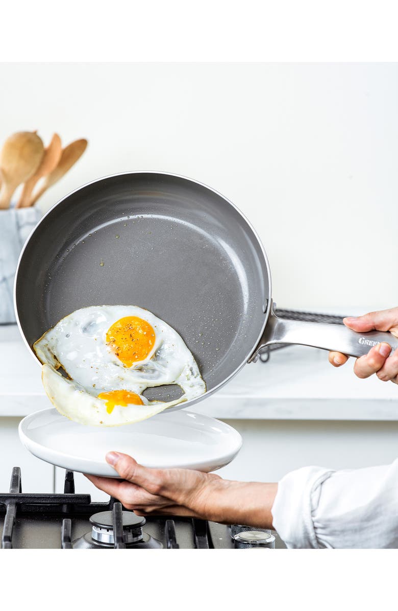 GreenPan Chatham Stainless Ceramic Nonstick 8” & 10” Frypan Set, Alternate, color, Silver