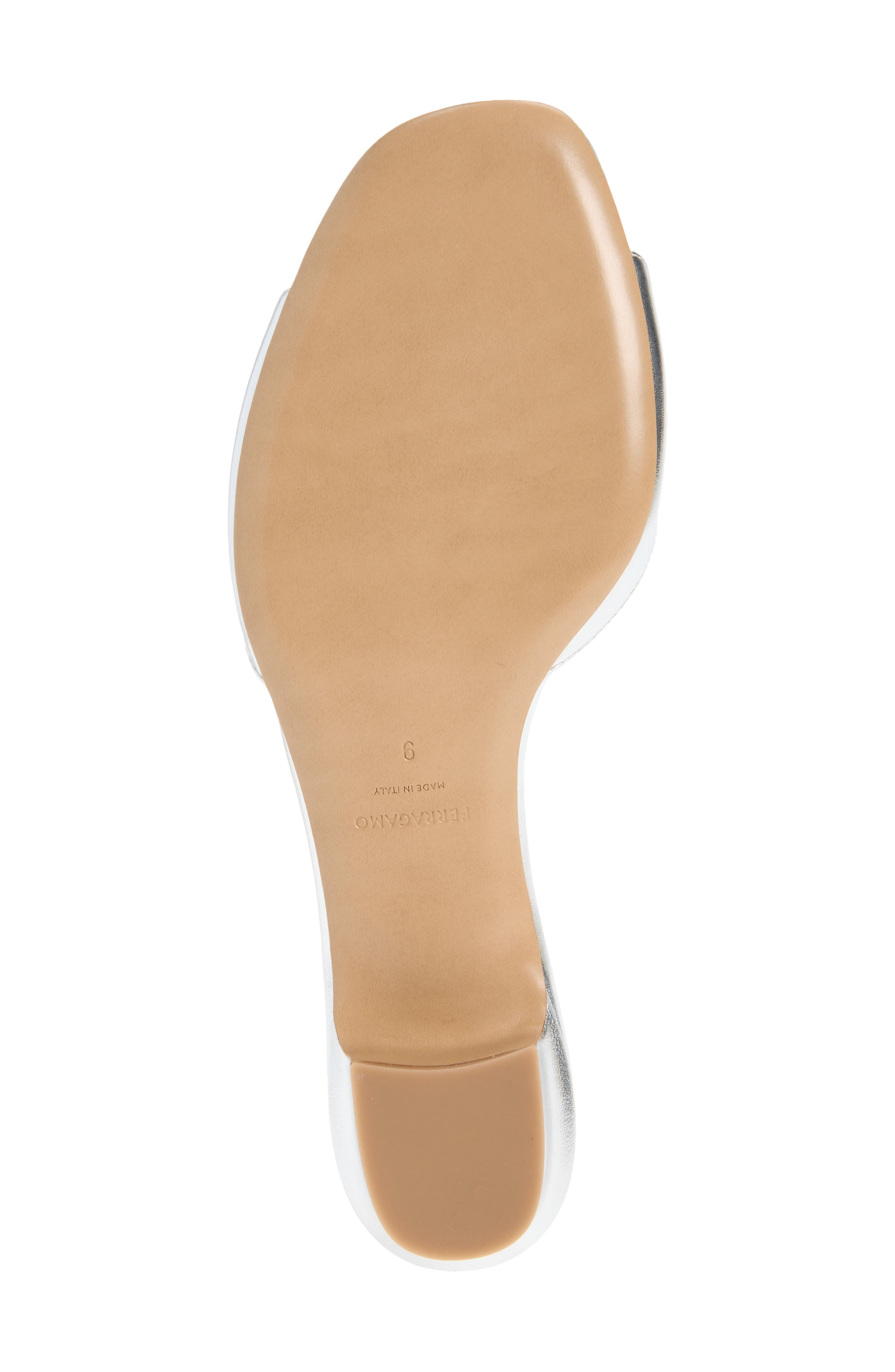 FERRAGAMO Vanilla Bow Slide Sandal, Alternate, color, Silver Fondo Bianco Biscotto
