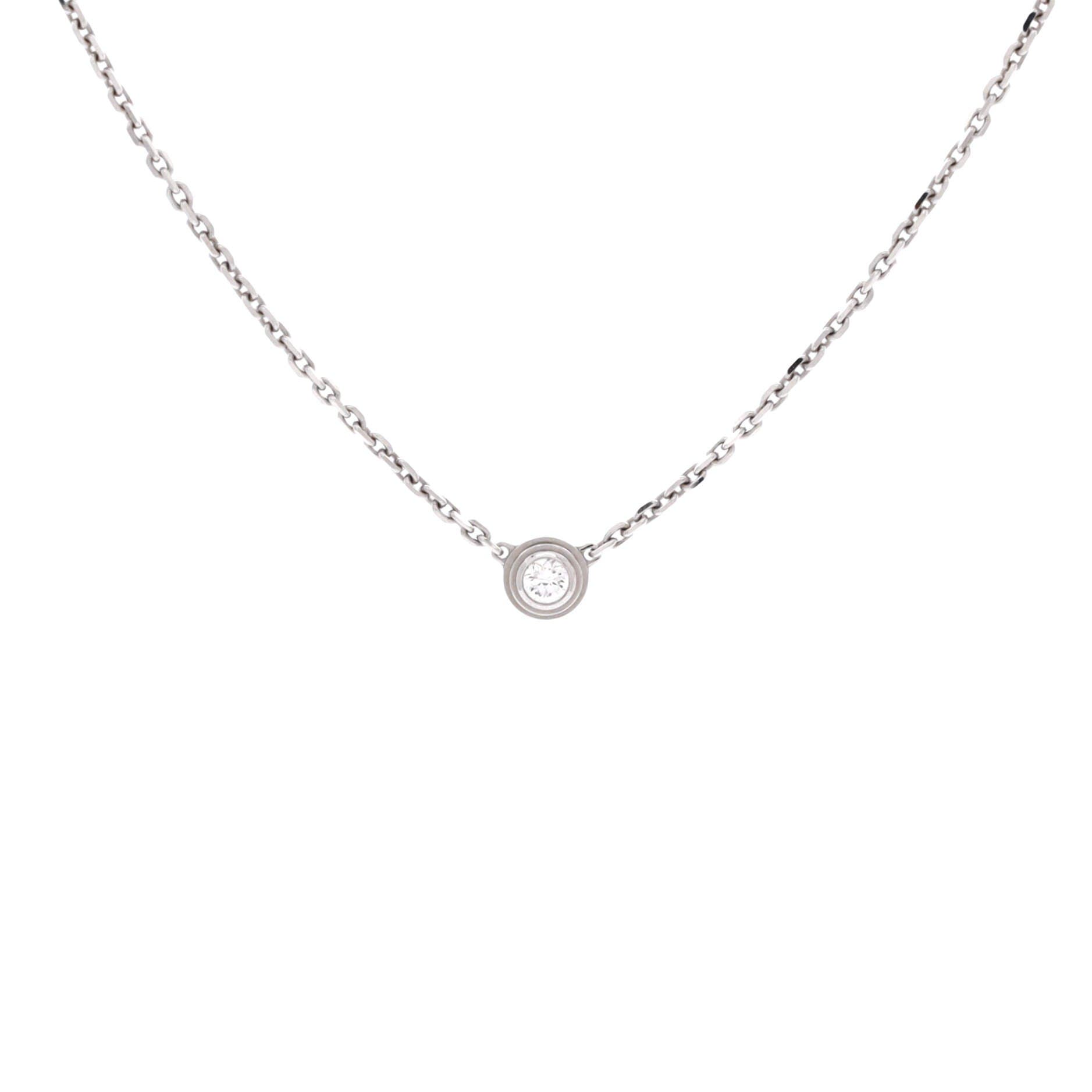 Cartier D'Amour Pendant Necklace 18K White Gold and Diamond XS, Main, color, Metallic Gold