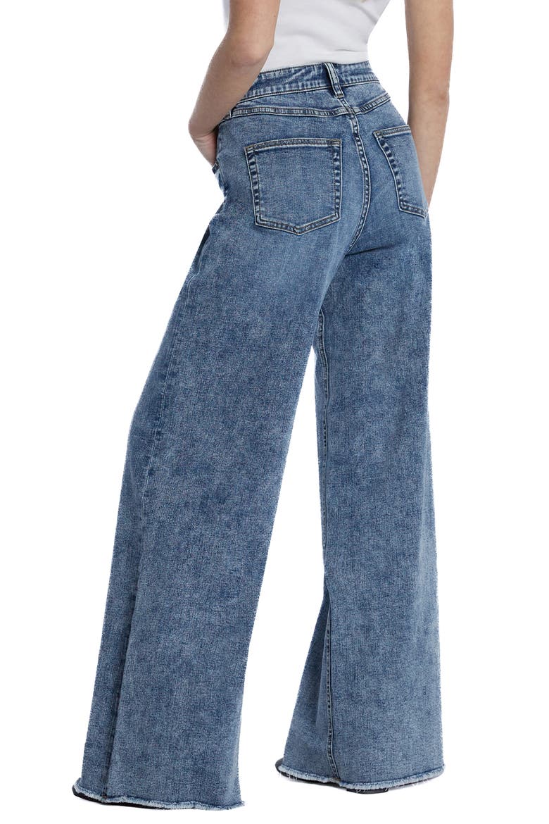 Happy Shaggy High Waist Raw Hem Wide Leg Jeans, Alternate, color, SHAG BLUE