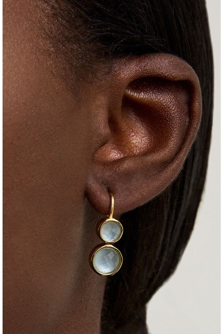 Tulum Double Droplet Earrings, Alternate, color, IRIDESCENT SKY BLUE/ GOLD