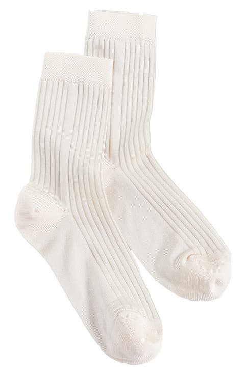 Silky Rib Crew Socks